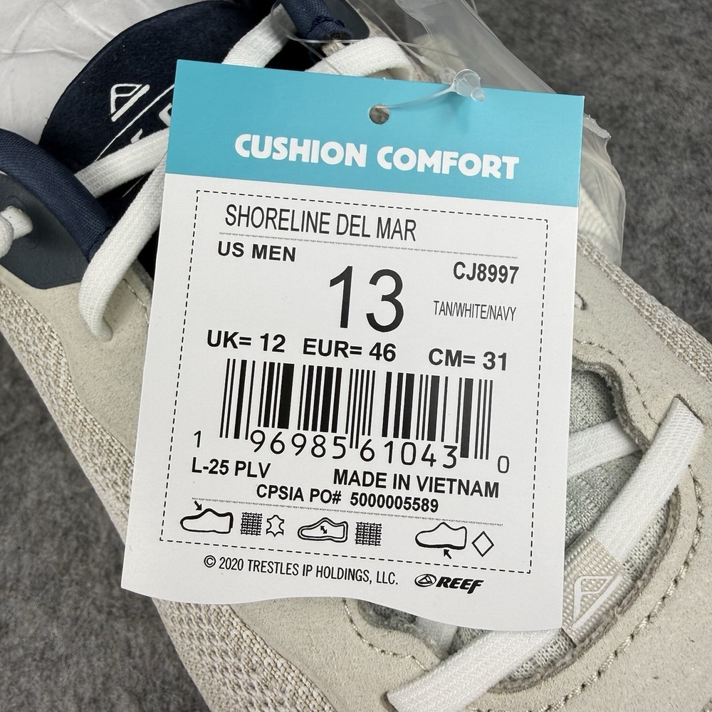 REEF BRAND NEW Shoreline Del Mar Shoes Tan White Navy Red Men's Size 13 - Picture 8 of 9